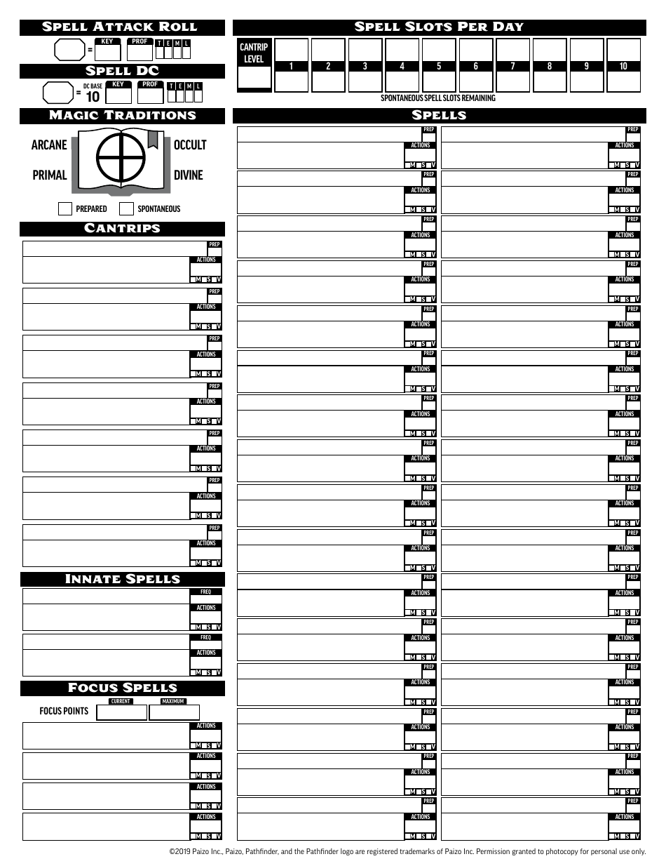 Pathfinder Society Character Sheet With Worksheets Download Printable ...