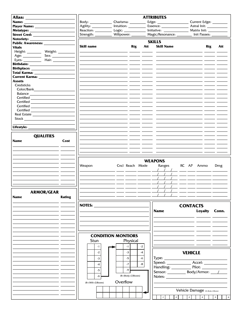 Shadowrun 4th Edition Character Sheets, Page 10