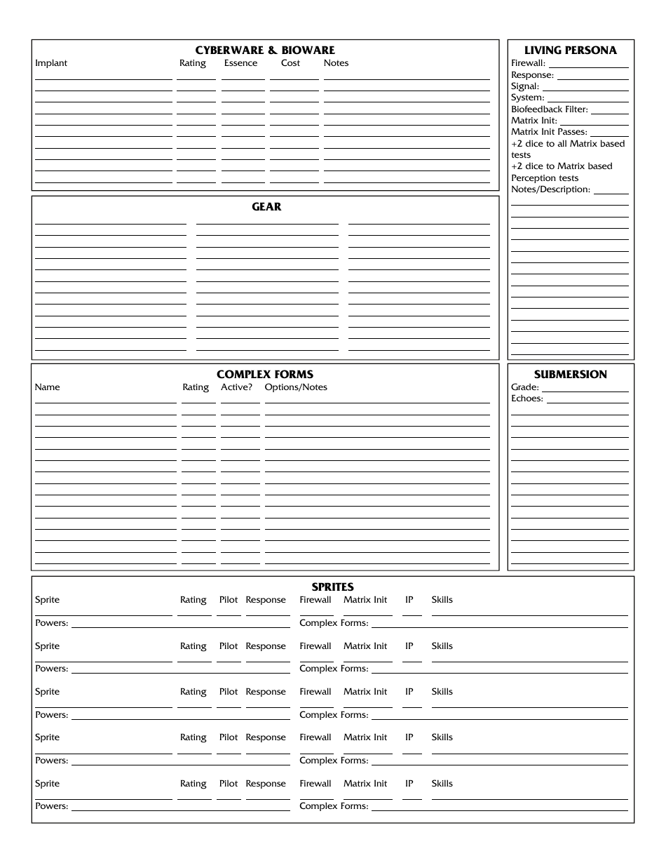 Shadowrun 4th Edition Character Sheets, Page 18