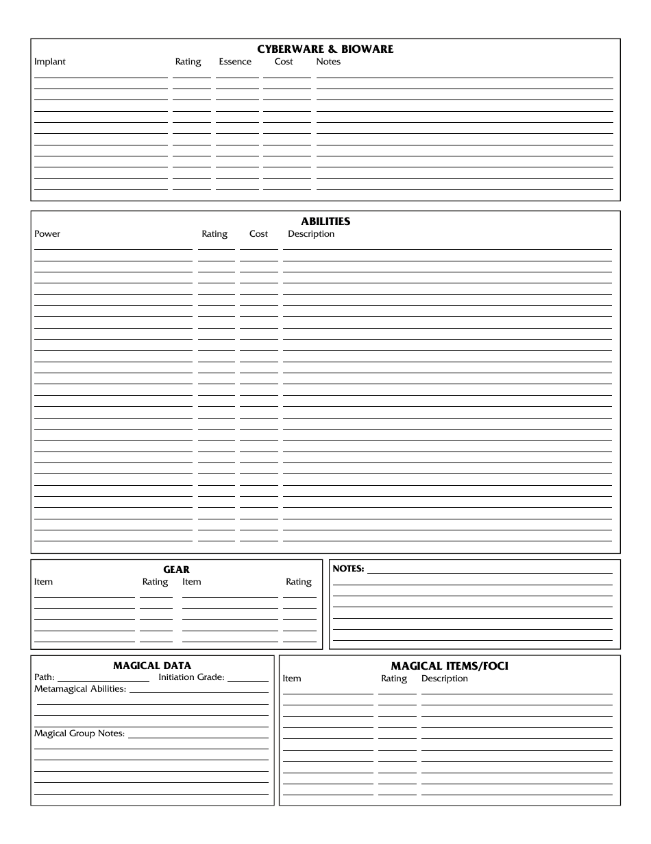Shadowrun 4th Edition Character Sheets, Page 22