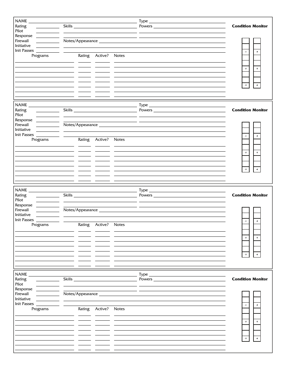 Shadowrun 4th Edition Character Sheets Download Printable PDF ...