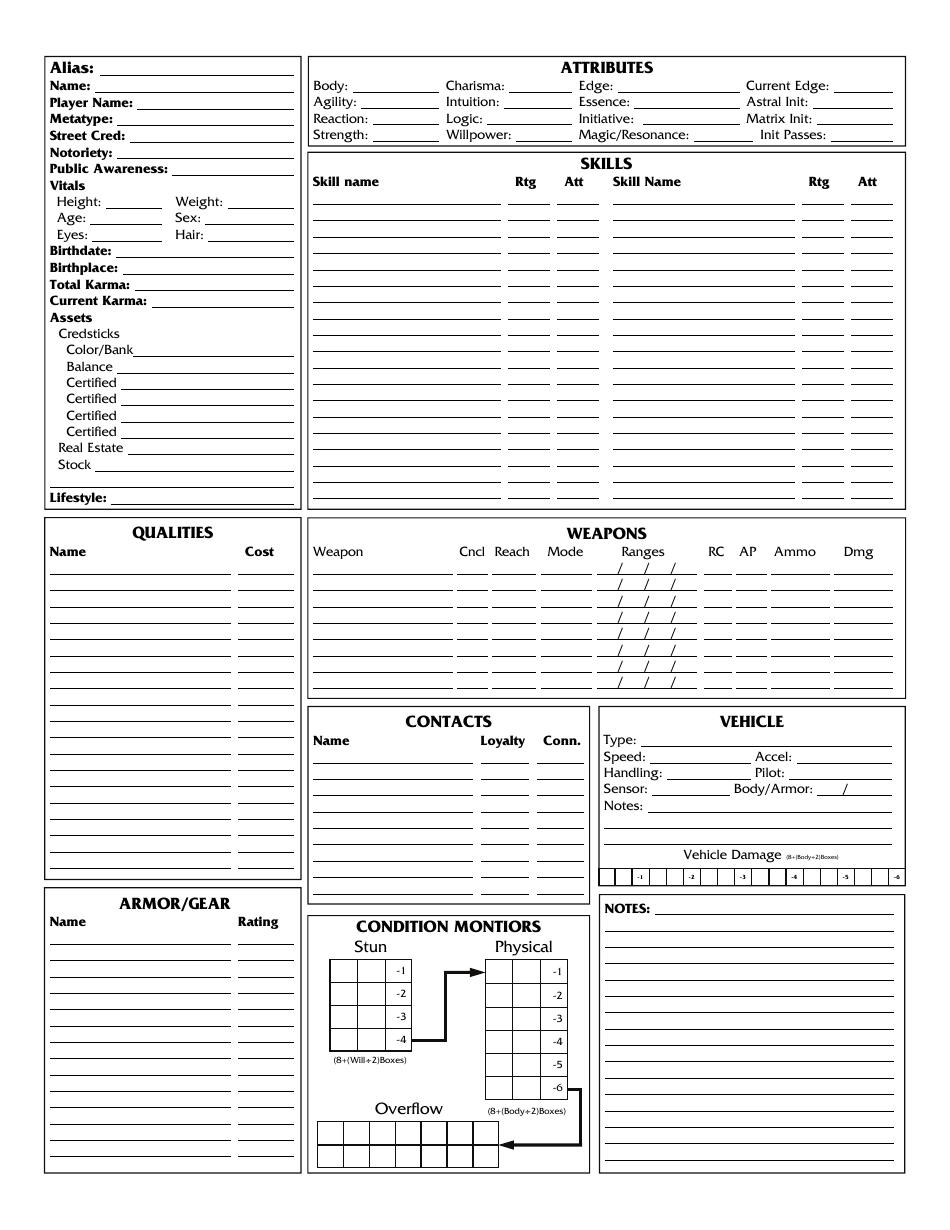 Shadowrun 4th Edition Character Sheets, Page 6