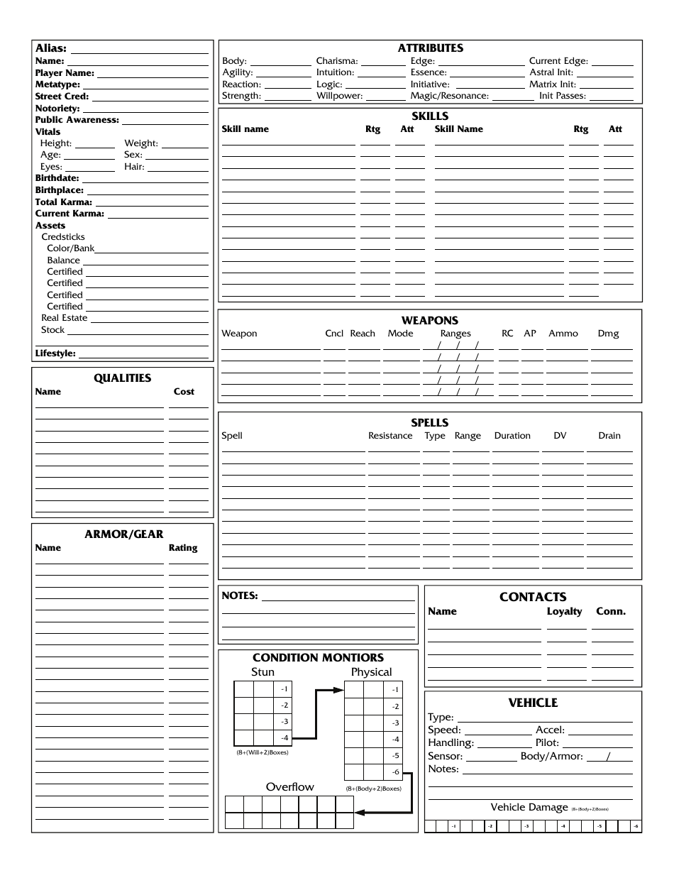 Shadowrun 4th Edition Character Sheets, Page 7