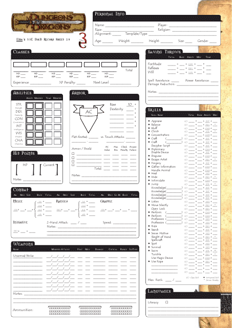 D&D 3.5e Character Record Sheet Image Preview