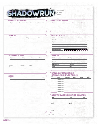Shadowrun Character Sheet, Page 2