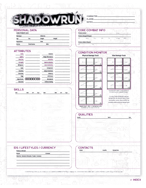 Preview of Shadowrun Character Sheet document