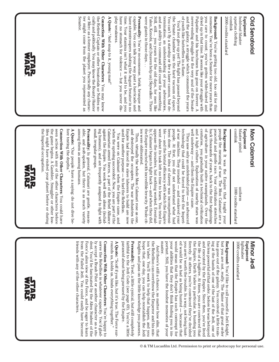 Star Wars Roleplaying Game Character Template, Page 11