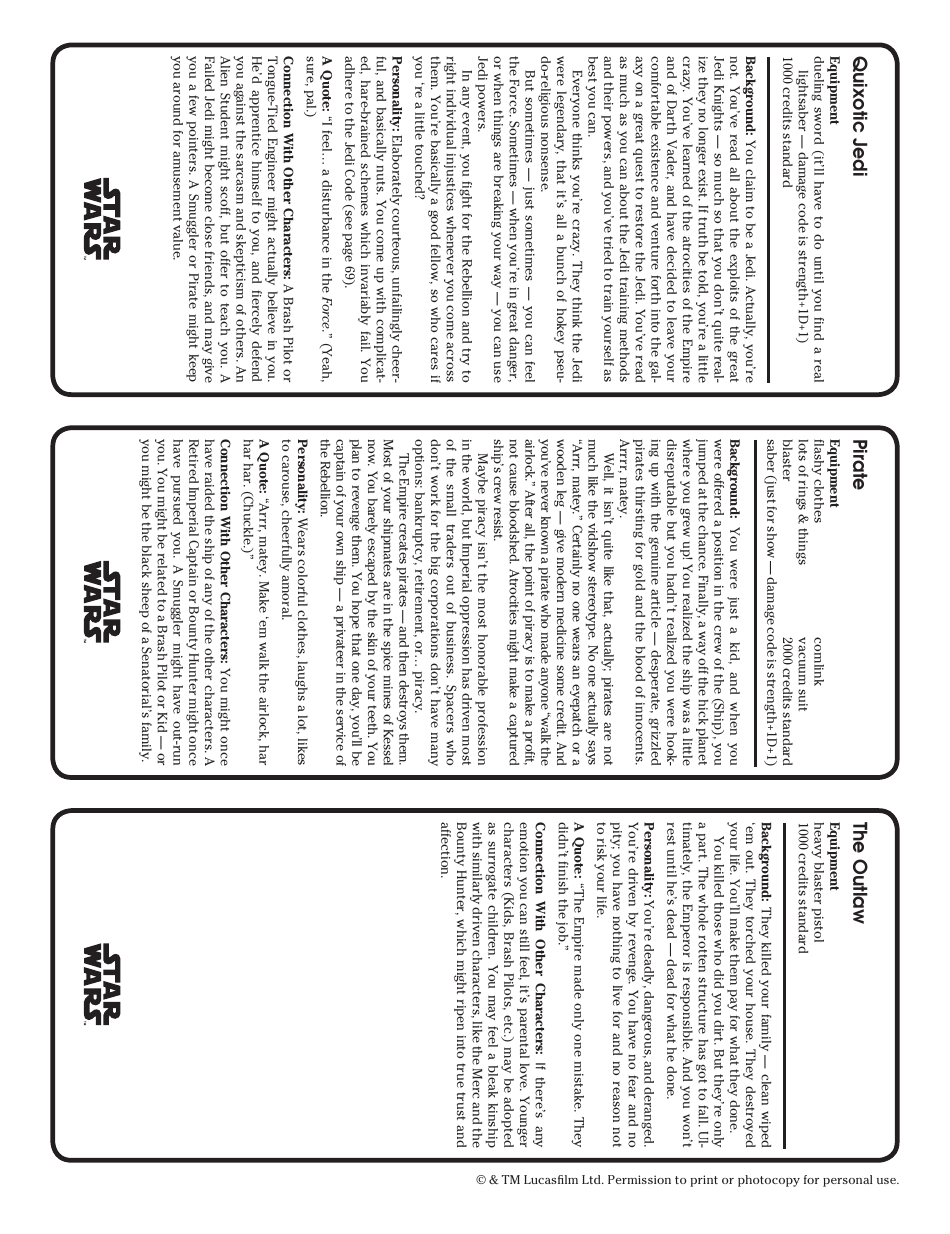 Star Wars Roleplaying Game Character Template, Page 13