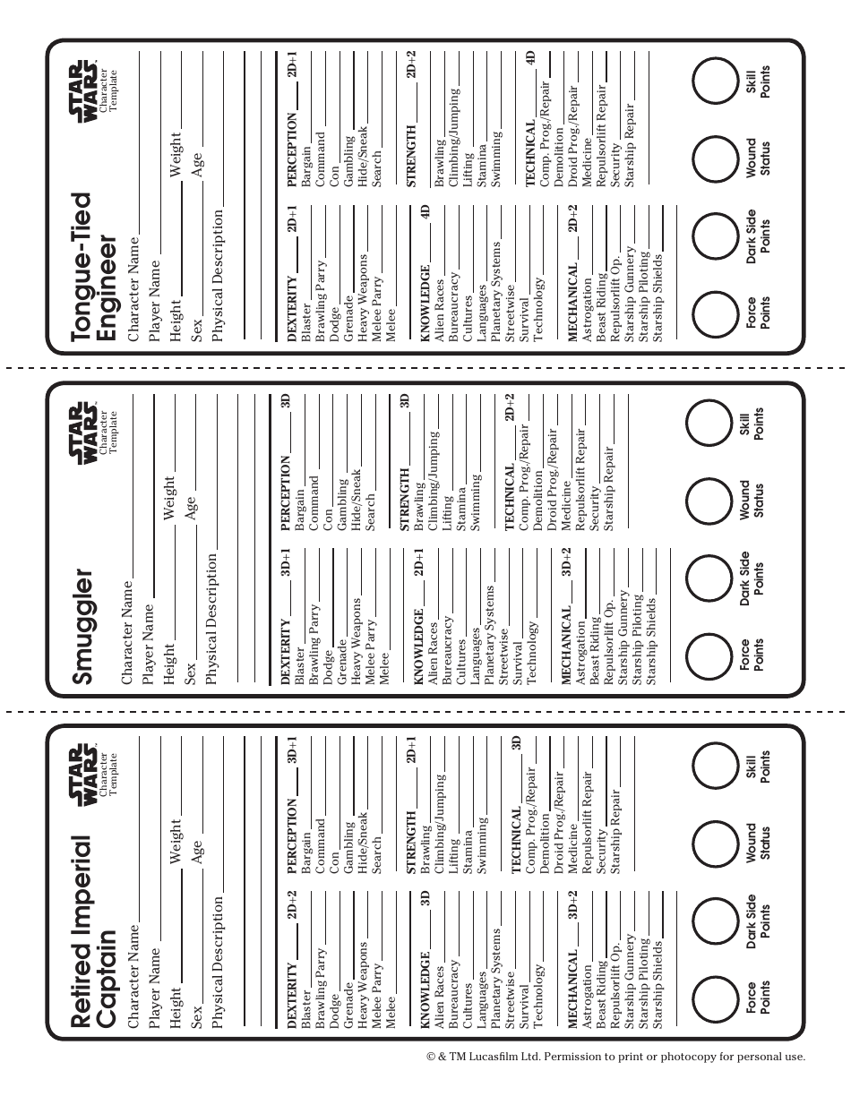 Star Wars Roleplaying Game Character Template, Page 14
