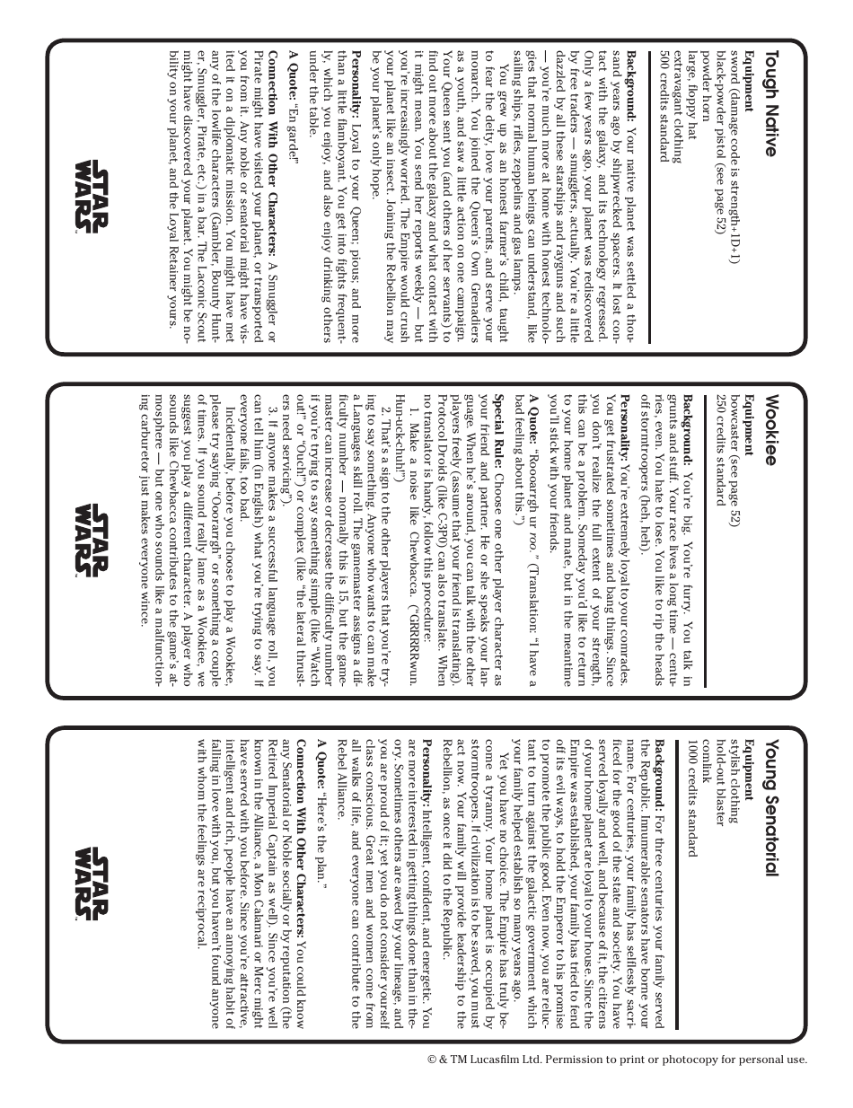 Star Wars Roleplaying Game Character Template, Page 17