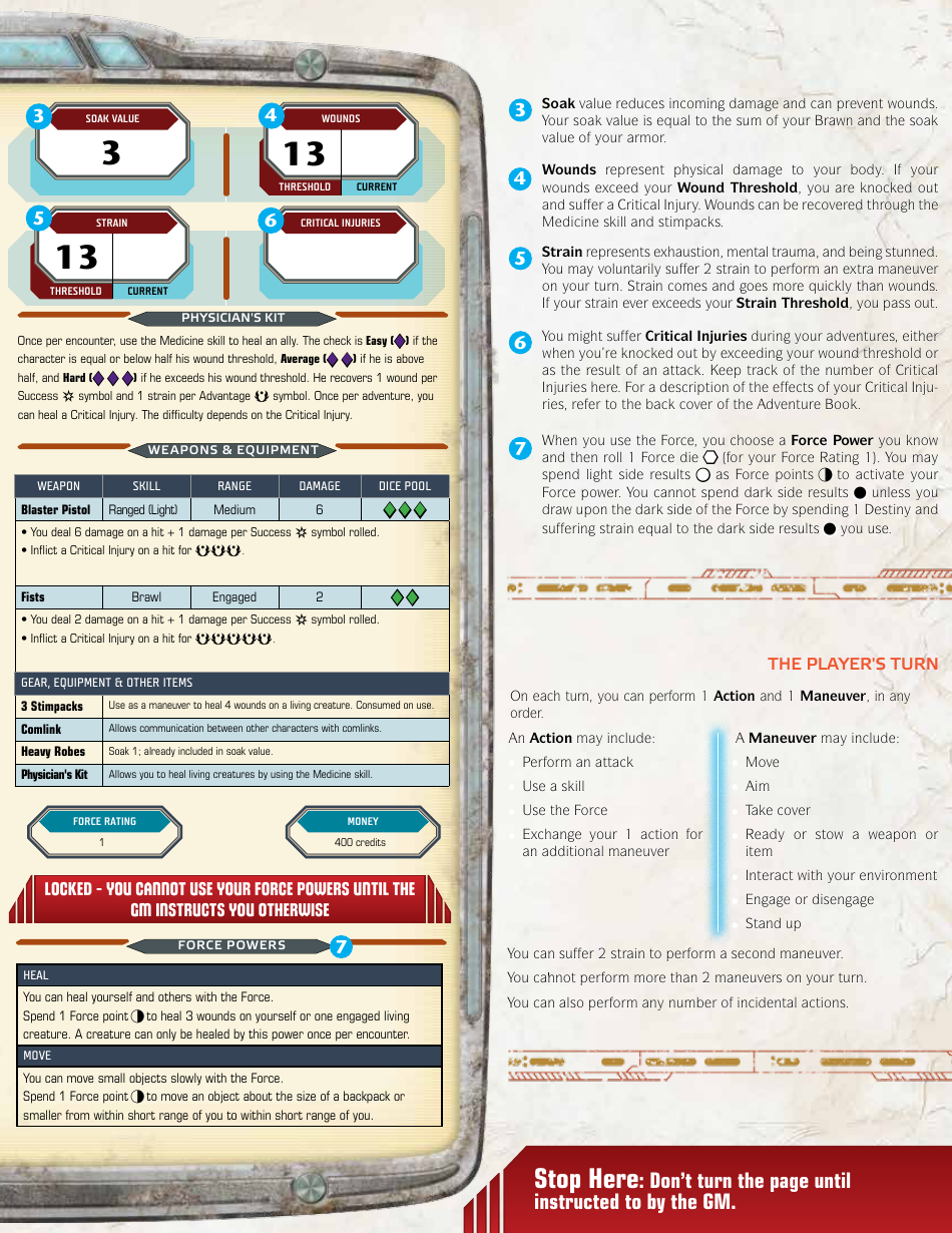 Star Wars Age of Rebellion Consular Belandi Character Sheet, Page 3