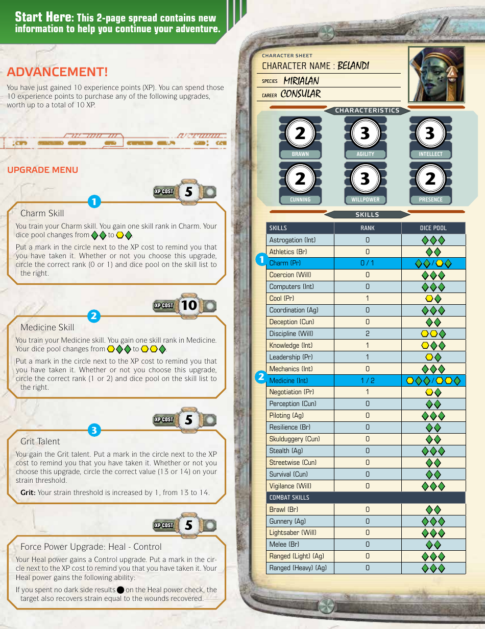 Star Wars Age of Rebellion Consular Belandi Character Sheet, Page 4