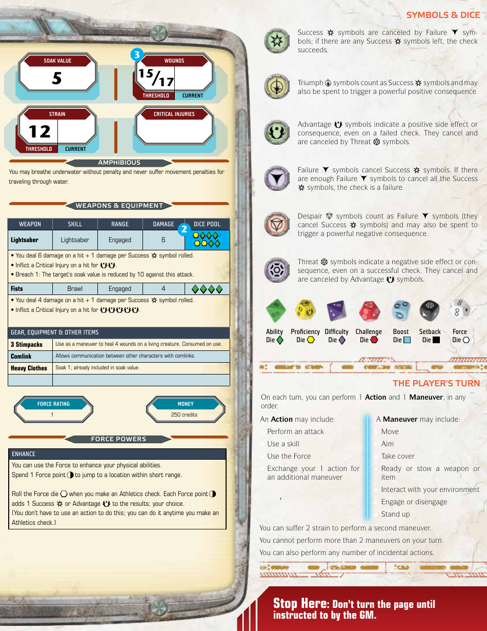 Star Wars Age of Rebellion Warrior Pon Character Sheet, Page 5
