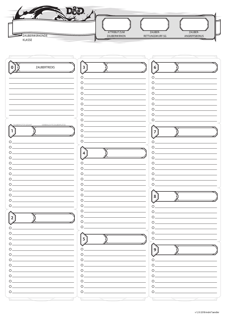 Dungeons  Dragons Character Sheet (German), Page 3