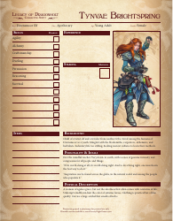 Legacy of Dragonholt Character Sheets