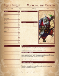 Legacy of Dragonholt Character Sheets, Page 5