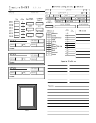 Document preview: Pathfinder 3.5 Lite Creature Sheet