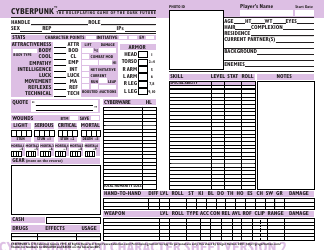 Cyberpunk Character Sheet - Purple