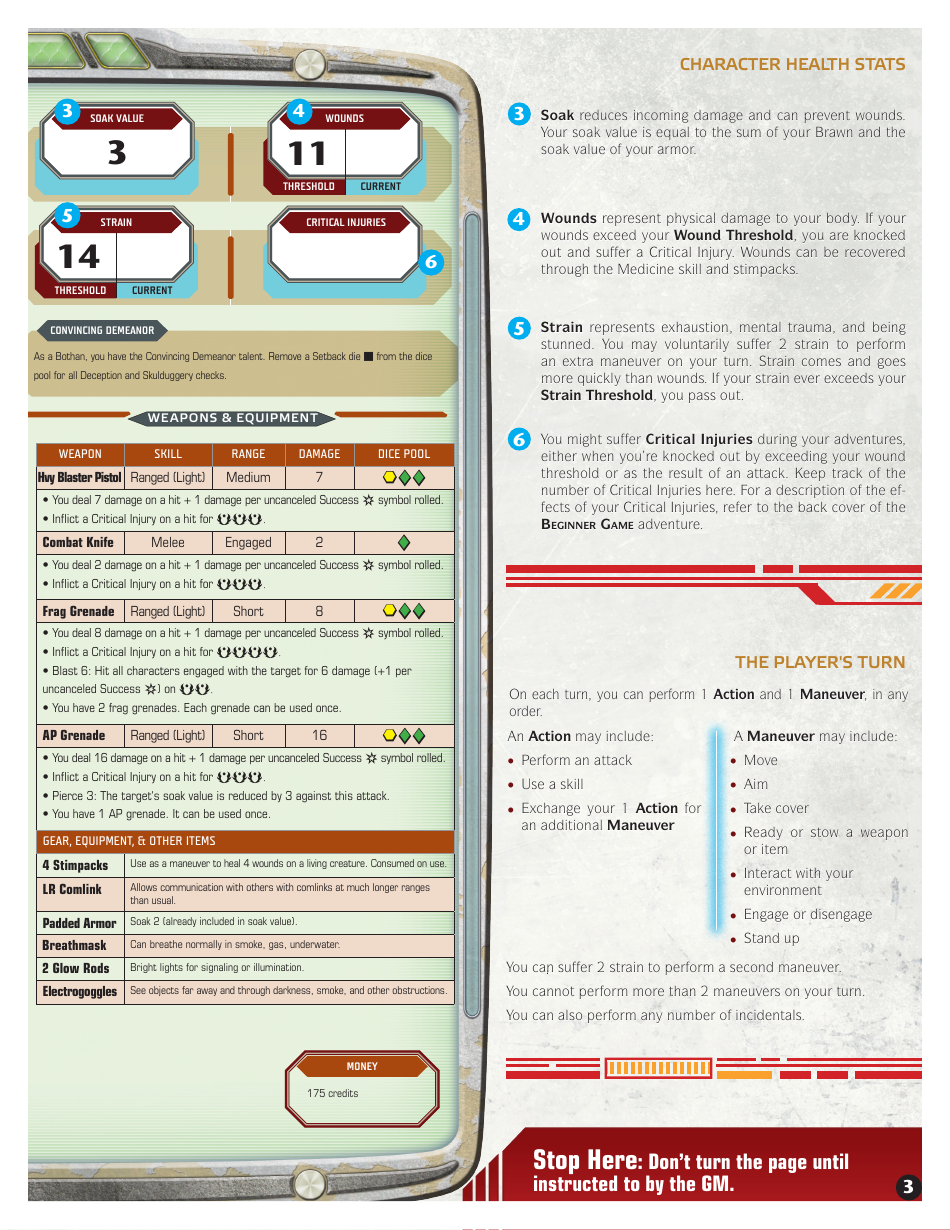 Star Wars Age of Rebellion Commander Arkhan Character Sheet, Page 3
