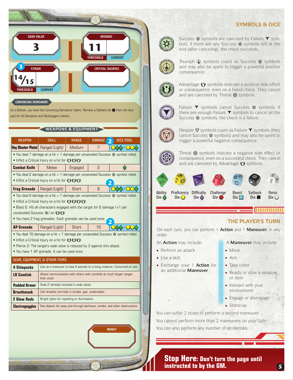 Star Wars Age of Rebellion Commander Arkhan Character Sheet, Page 5