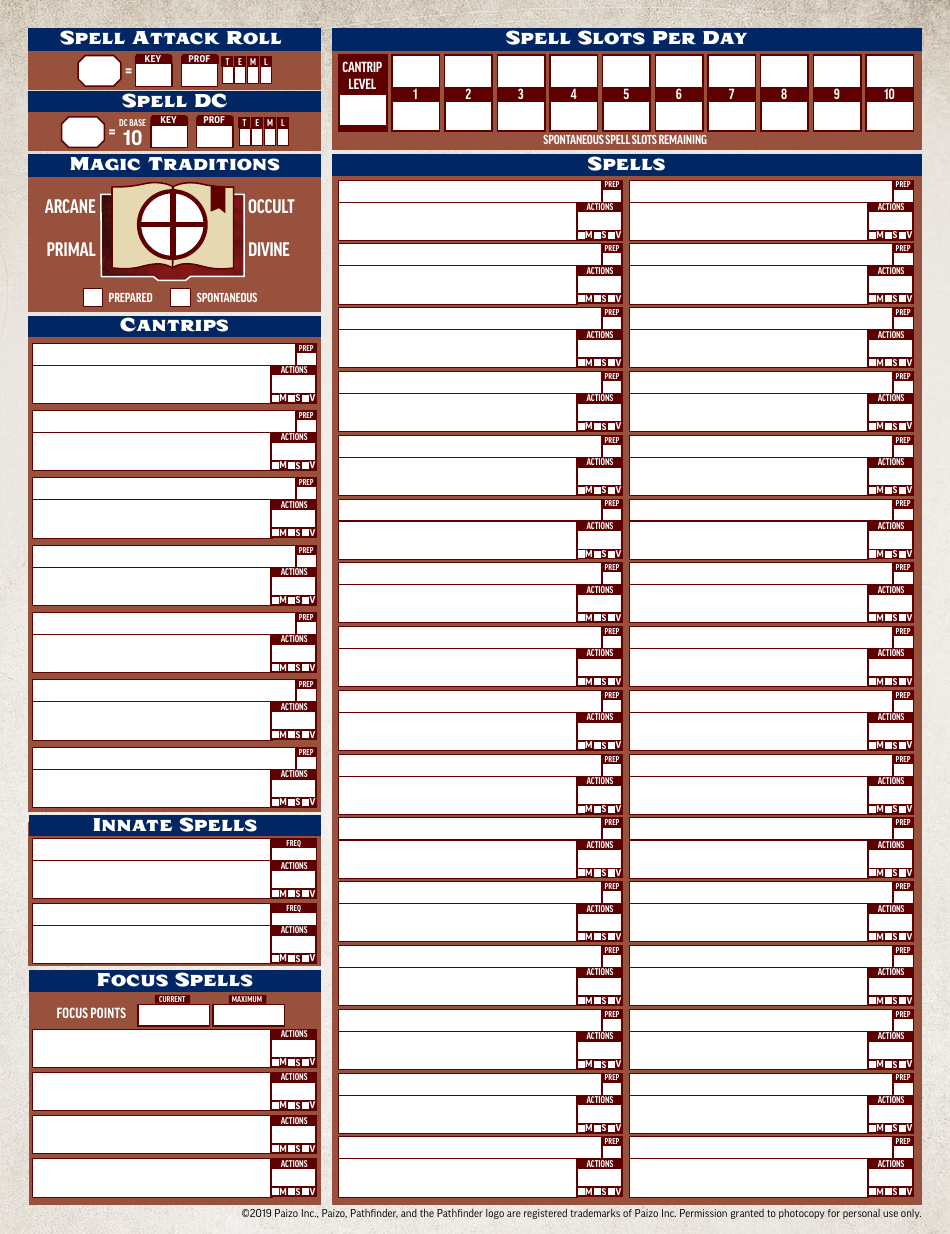 Pathfinder Character Sheet - Blue-Brown, Page 4