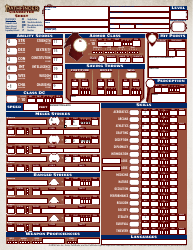 Document preview: Pathfinder Character Sheet - Blue-Brown