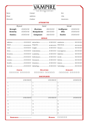 Vampire the Masquerade Simple Character Sheet