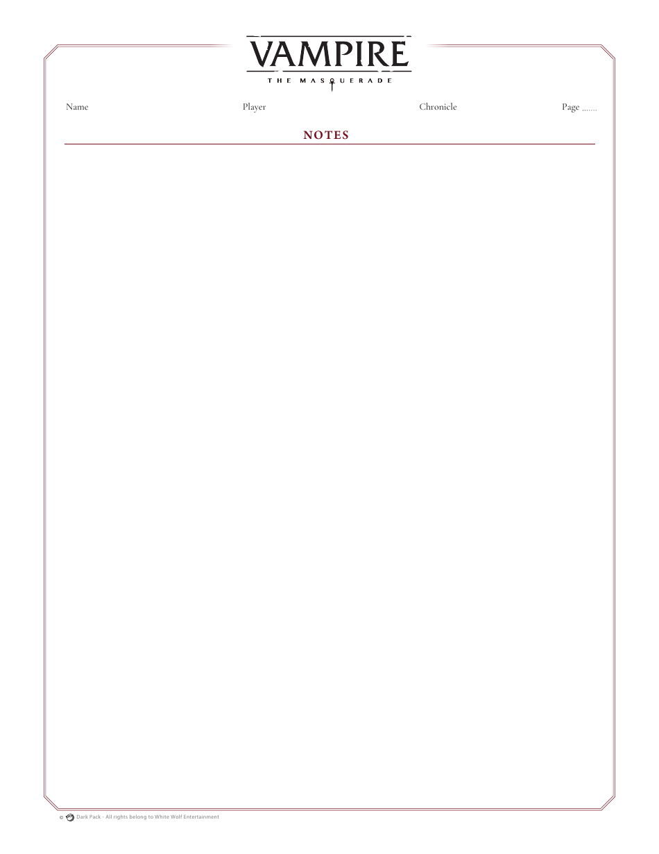 Vampire the Masquerade Official Character Sheet, Page 12