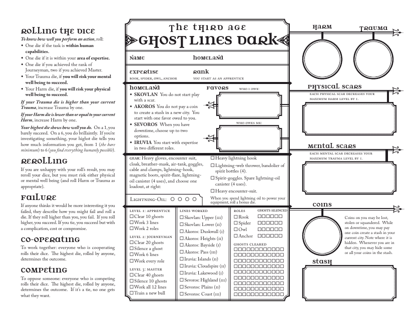 Ghost Lines Character Sheet