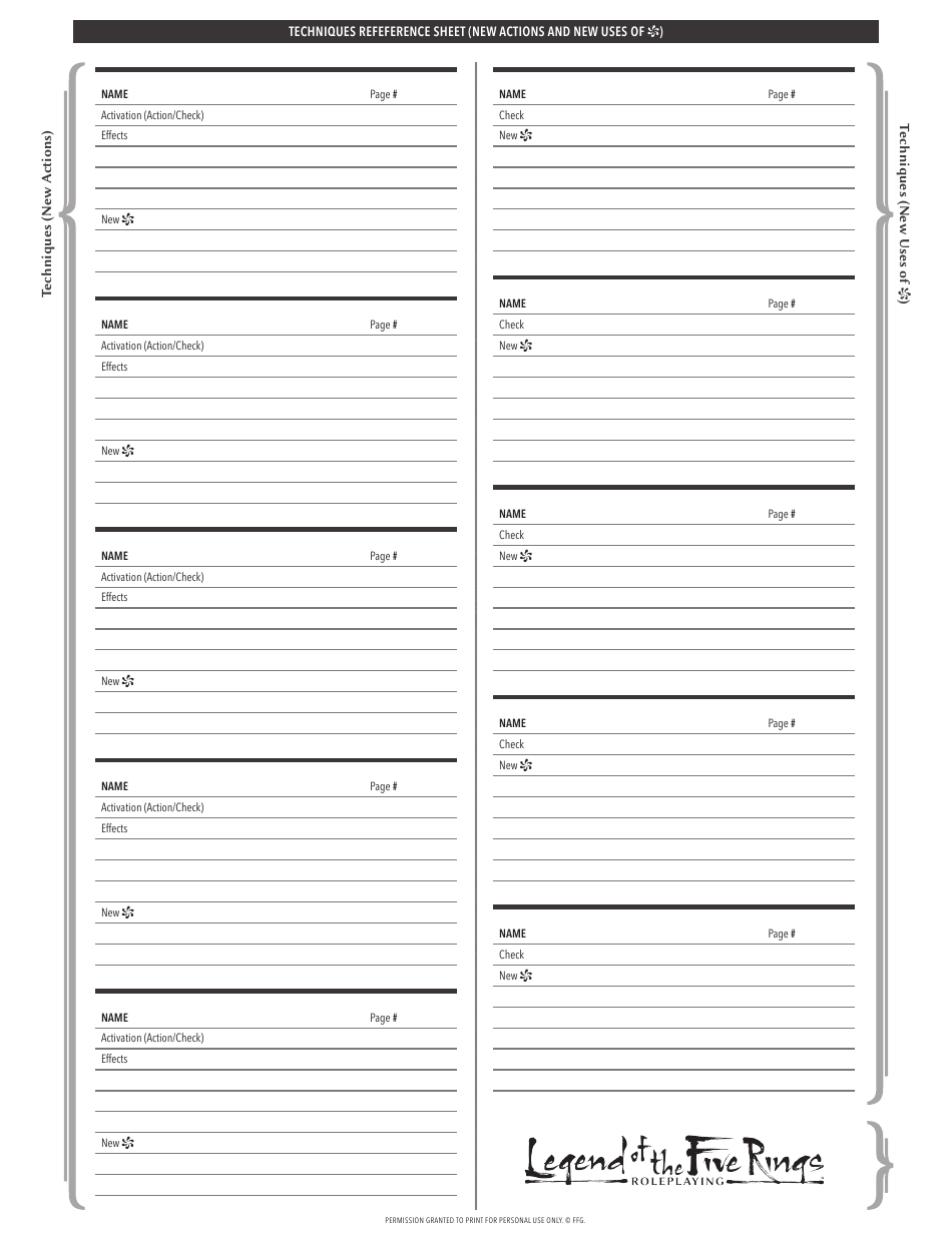 Legend of the Five Rings Character Sheet - Narrative Mode Download ...