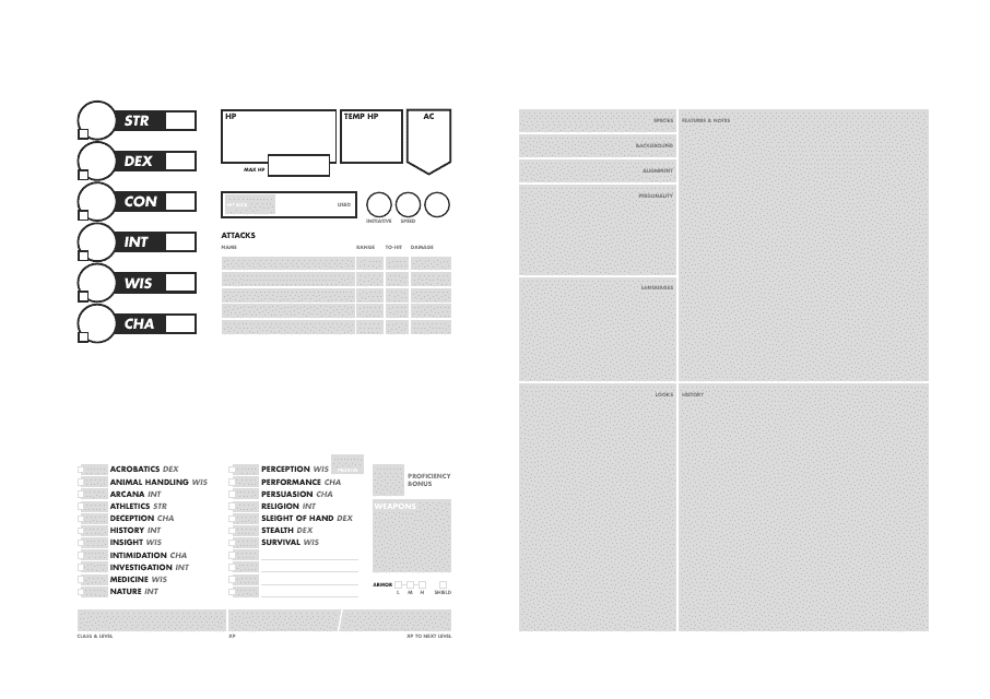 D&D 5e Modern Character Sheet document preview image