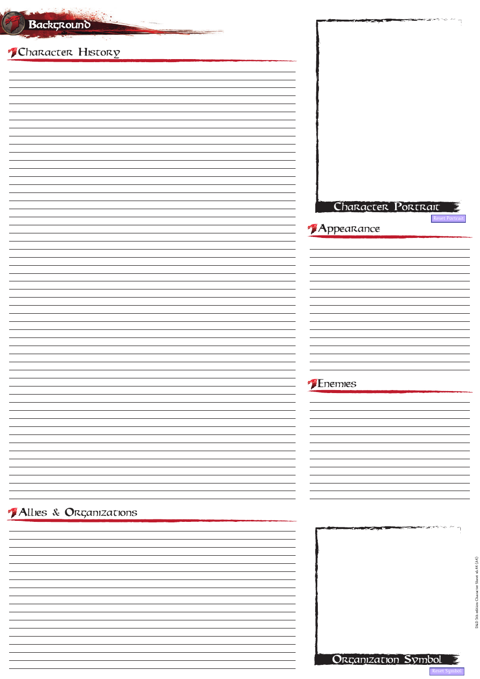 Dungeons  Dragons Character Sheet - Red Dragon Design, Page 4