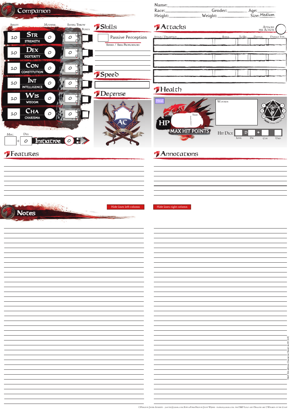 Dungeons  Dragons Character Sheet - Red Dragon Design, Page 5