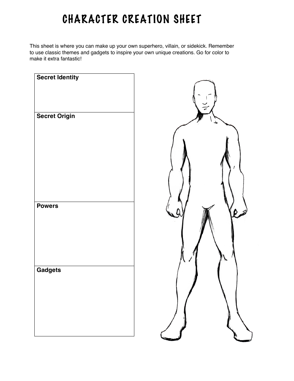 Female Male Character Creation Sheet Download Printable Pdf