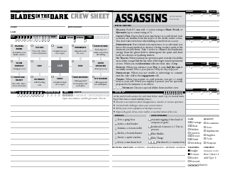 Blades in the Dark Character Sheets, Page 13