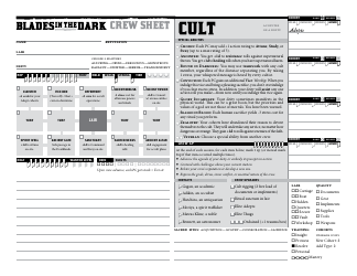 Blades in the Dark Character Sheets, Page 15