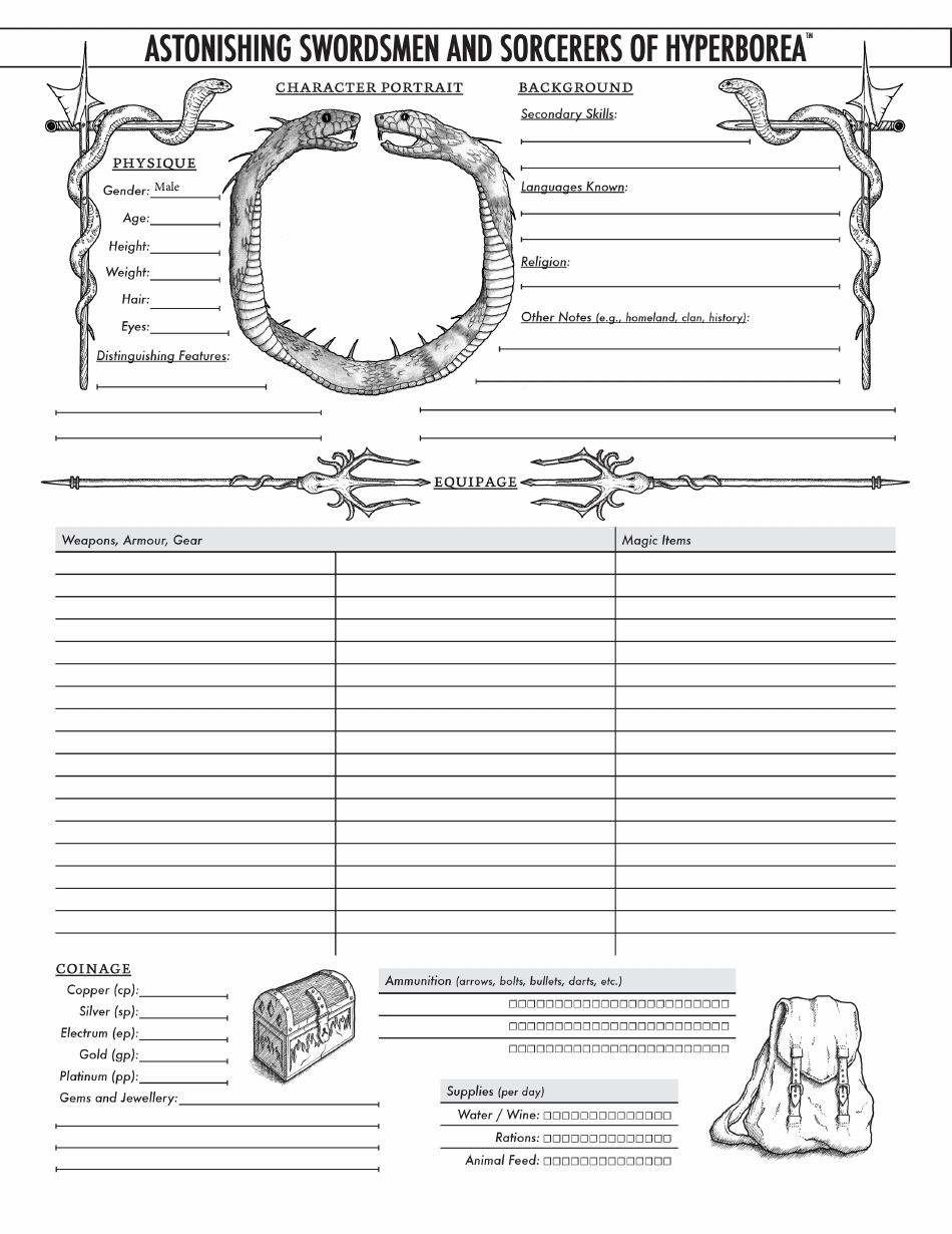 Hyperborea Swordsman / Sorcerer Character Sheet, Page 4