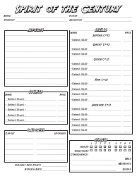 Document preview: Spirit of the Century Character Sheet
