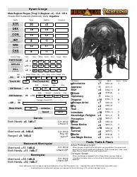 Document preview: Pathfinder Male Bugbear Rogue Pre-made Character Sheet