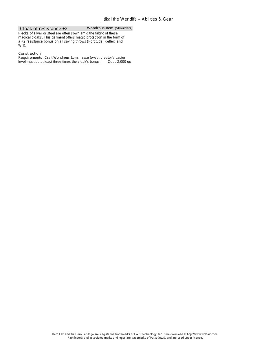 Pathfinder Female Human Oracle Character Sheet, Page 4