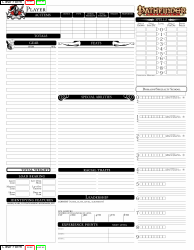 Pathfinder Character Sheet With Animal Companion Trading Card, Page 2