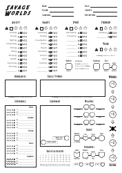 Document preview: Savage Worlds Fan Made Character Sheet