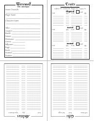 Document preview: Werewolf the Apocalypse Character Sheet - Tables