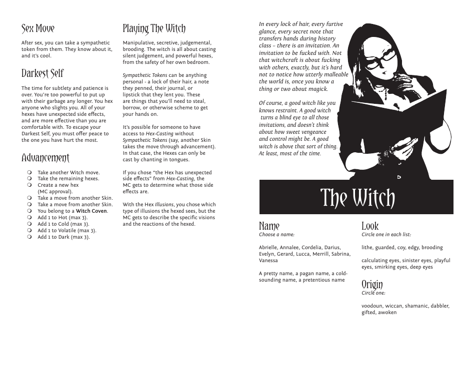 Monsterhearts Character Sheets, Page 19