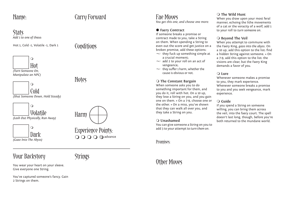 Monsterhearts Character Sheets, Page 4