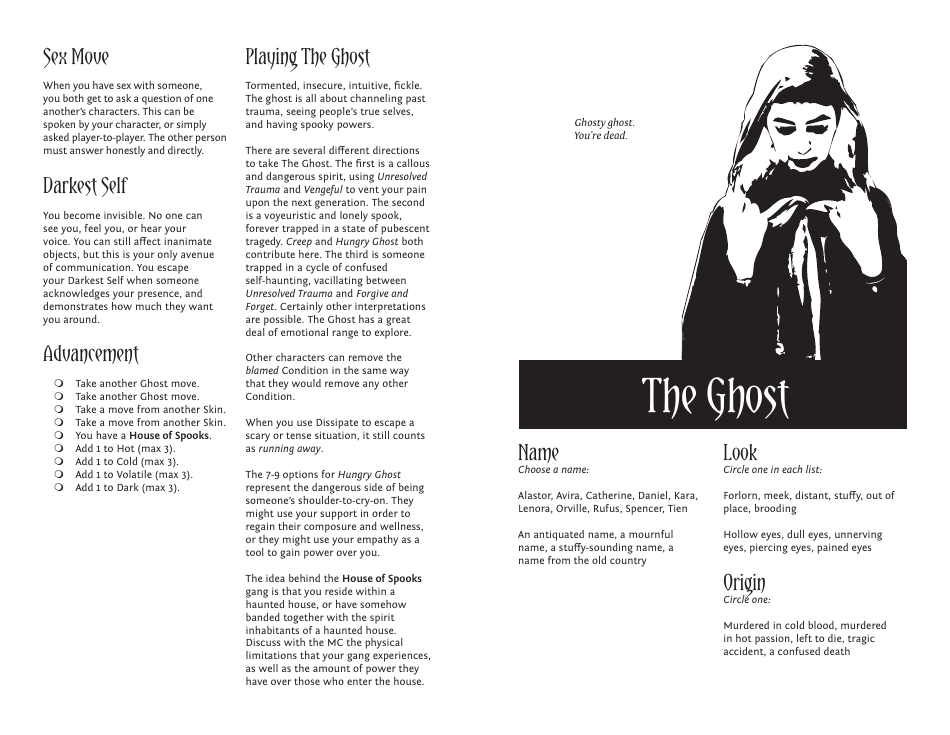 Monsterhearts Character Sheets, Page 5