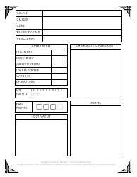 Dungeons of Fate Character Sheet, Page 3