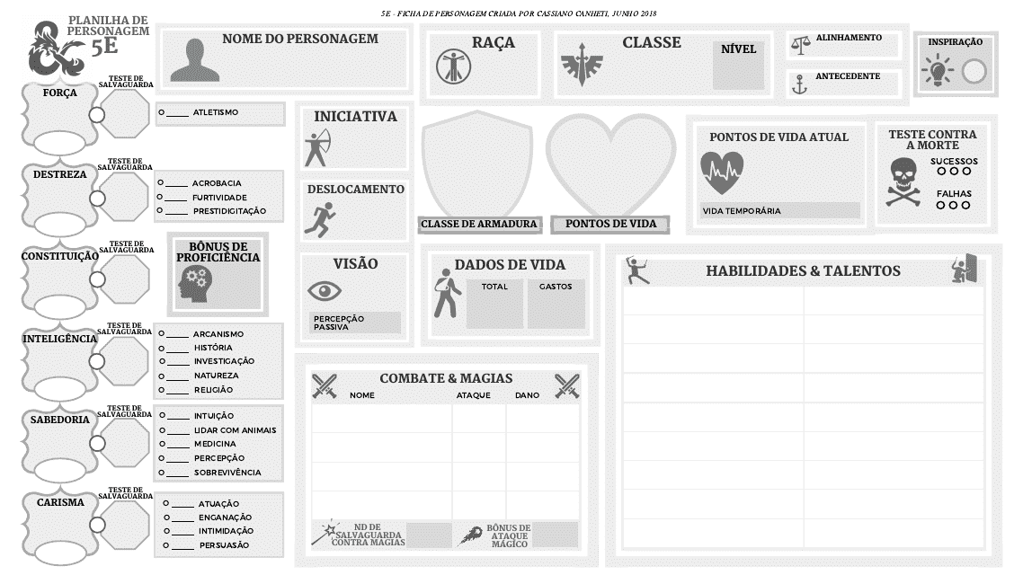 D&D 5e Character Sheet (Portuguese) - Preview Image
