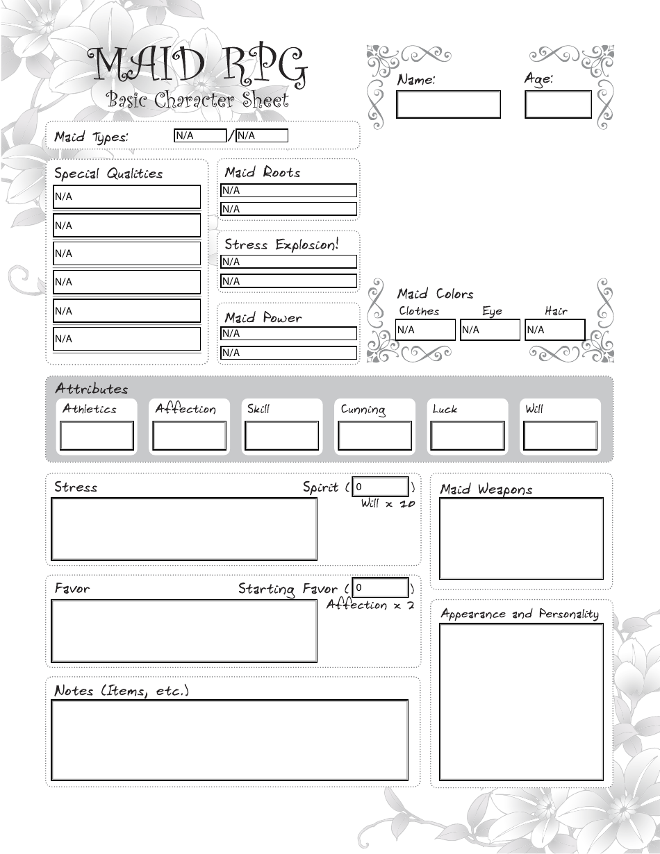 Maid Rpg Basic Character Sheet - View and Edit