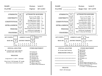 Swords and Wizardry Character Sheet, Page 3
